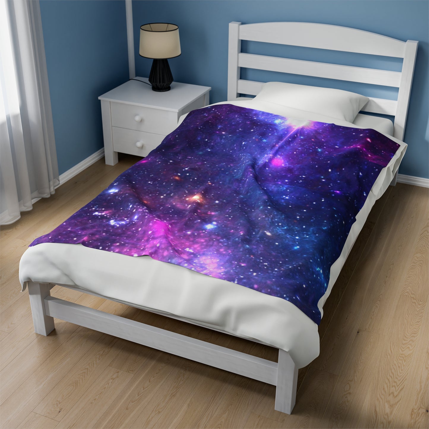 Purple Beyond the Stars Outer Space Out of this World Velveteen Plush Blanket