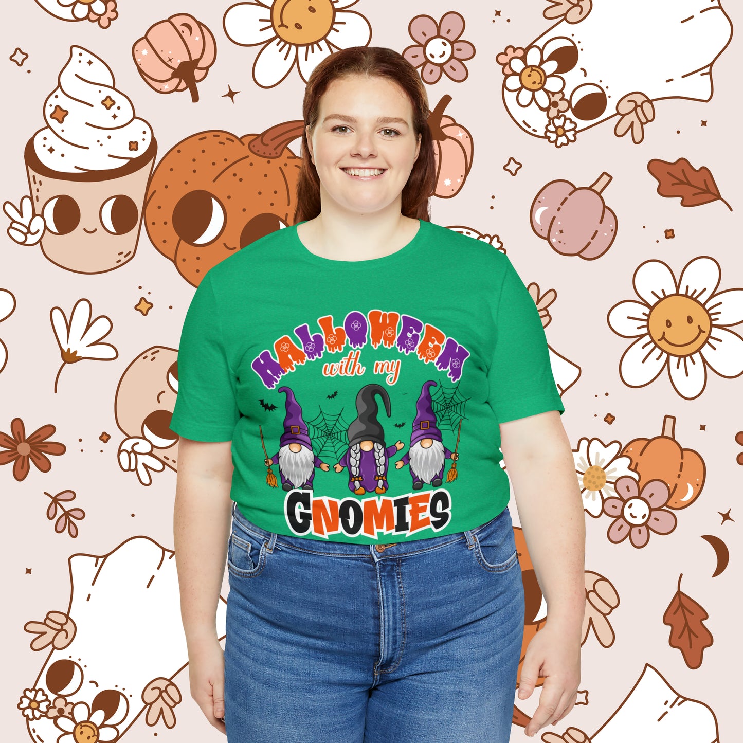 Halloween with my Gnomies Unisex Jersey Short Sleeve Tee Gifts for Him Gifts for Her