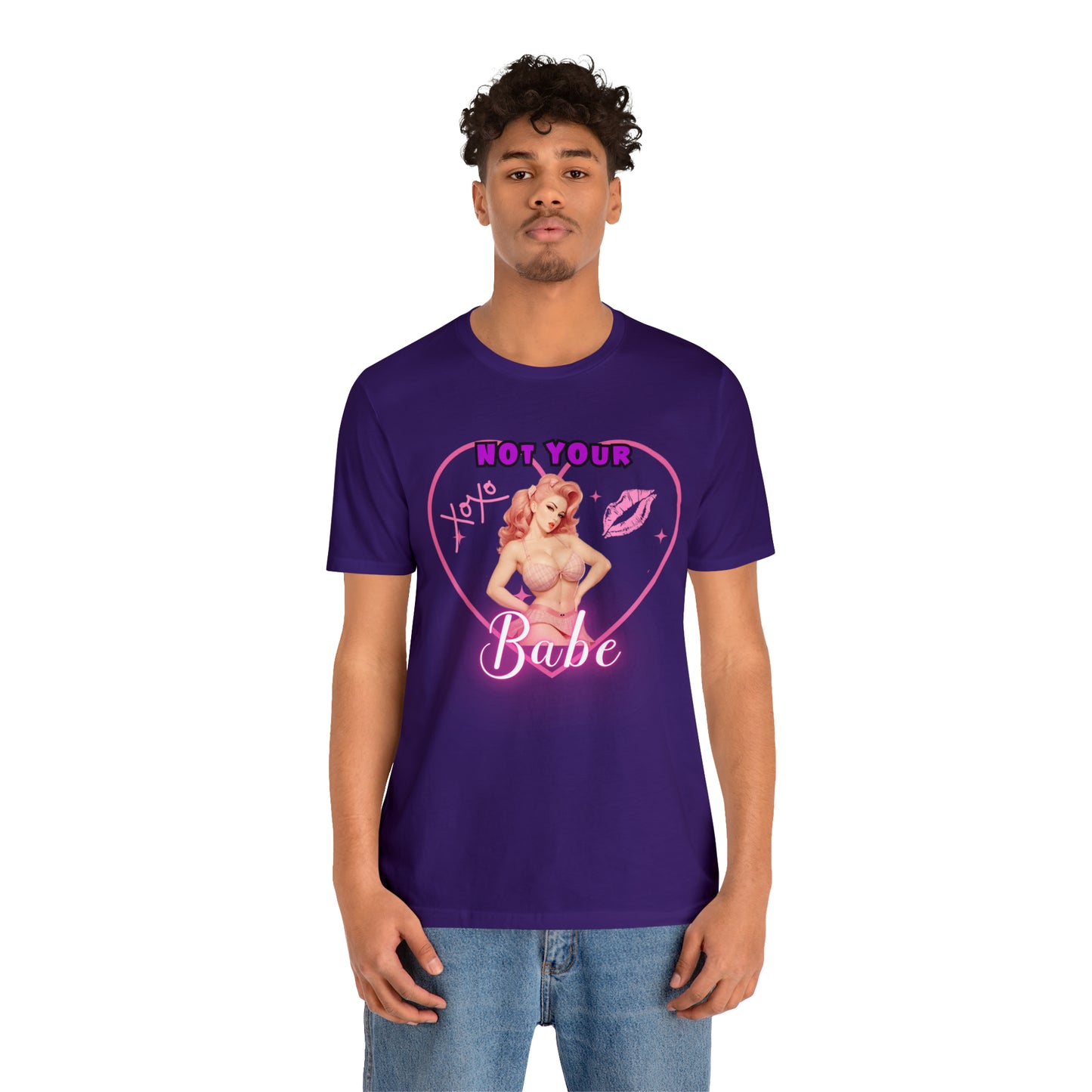 Vintage Pink Pinup Girl "Not Your Babe" on a Bella+Canva 3001 Unisex Jersey T-Shirt - A Must-Have Gift for her