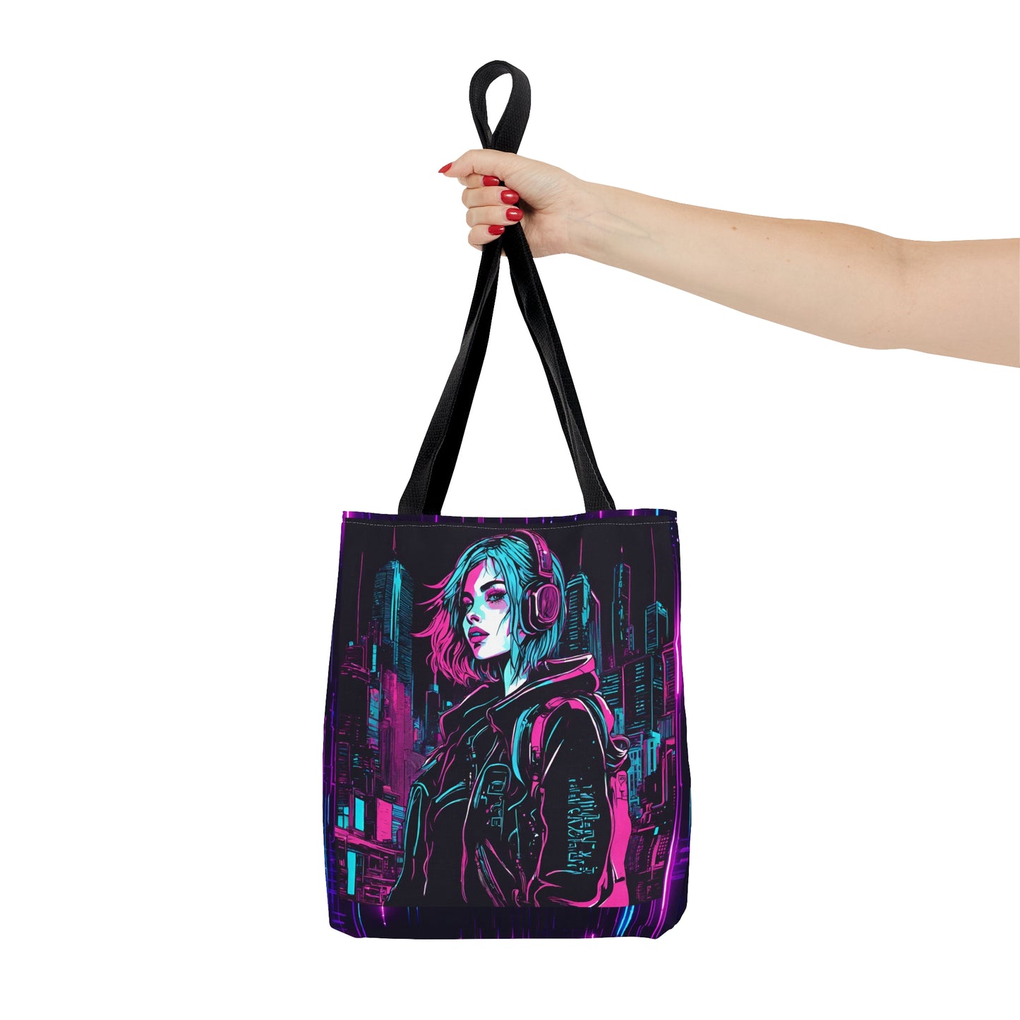 Neon Futuristic Lights Cyberpunk AOP Tote Bag