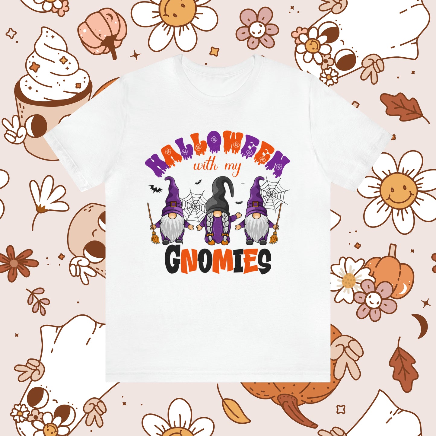 Halloween with my Gnomies Unisex Jersey Short Sleeve Tee Gifts for Him Gifts for Her