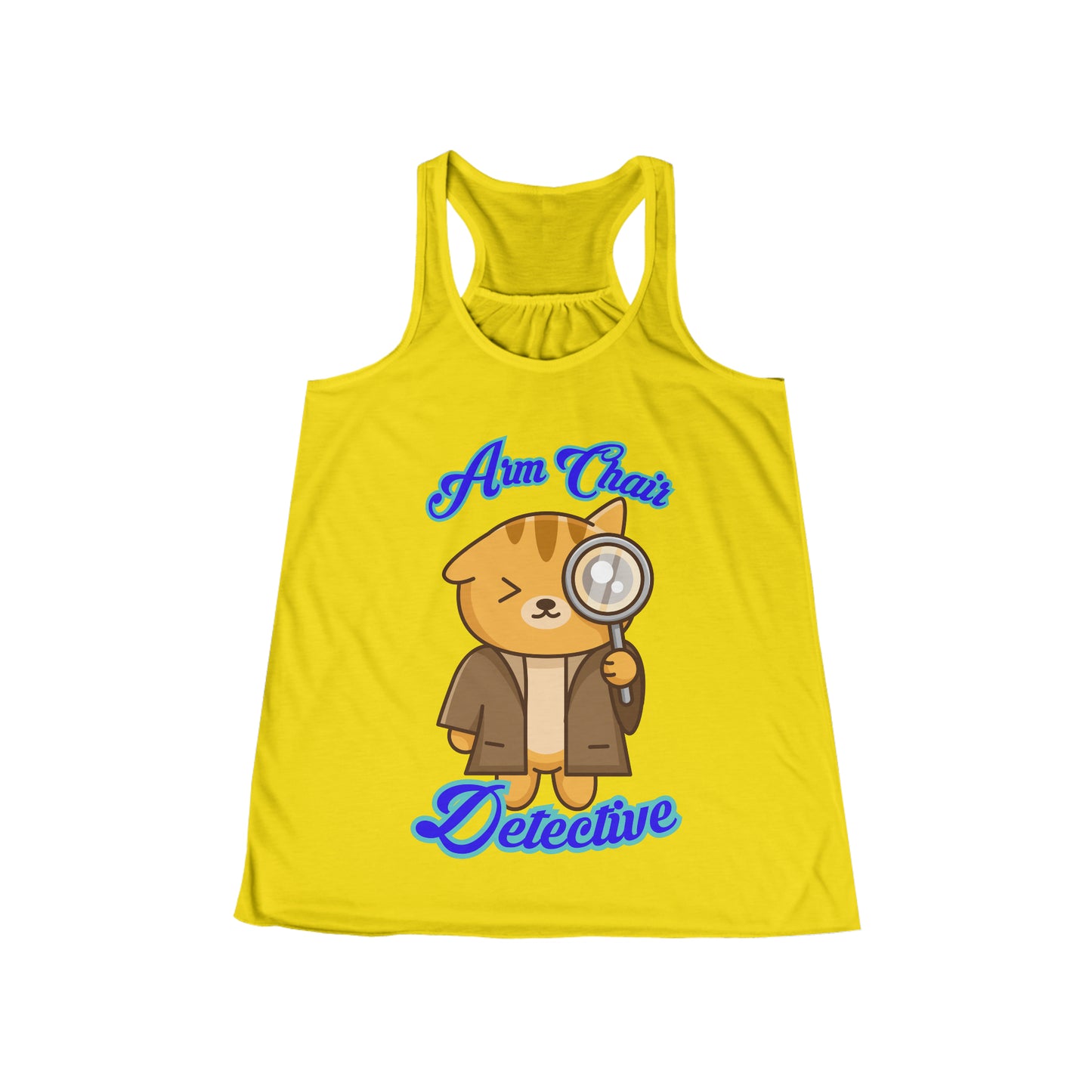 Detective Meow Arm Chair Detective True Crime Women's Flowy Racerback Tank Gifts for Her