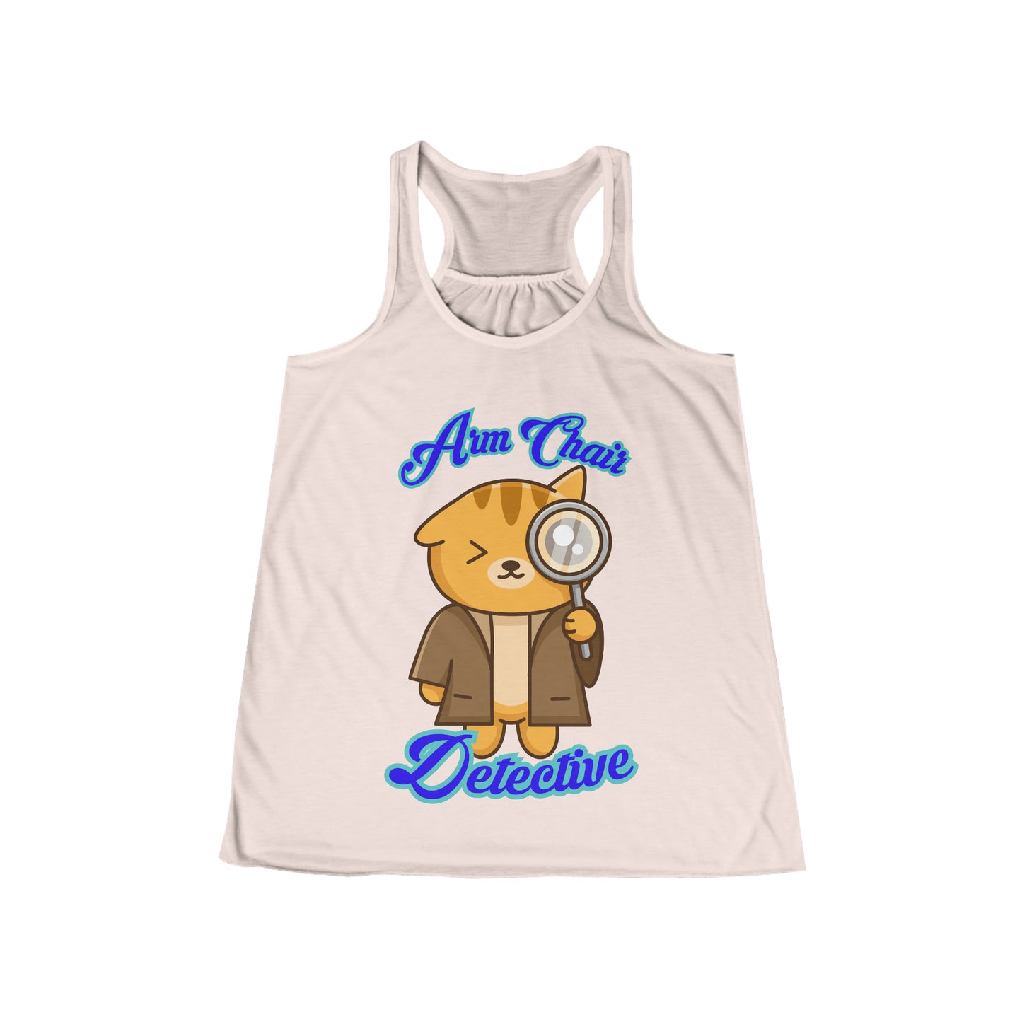 Detective Meow Arm Chair Detective True Crime Women's Flowy Racerback Tank Gifts for Her