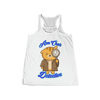 Detective Meow Arm Chair Detective True Crime Women's Flowy Racerback Tank Gifts for Her