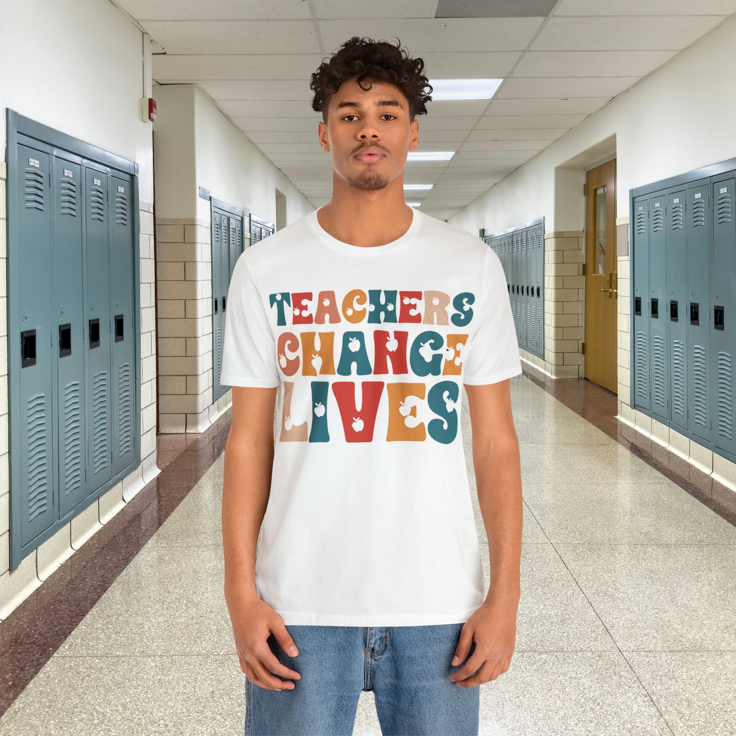 Colorful Teachers Change Lives Back to School Unisex Jersey Short Sleeve Tee Gifts for him, Gifts for Her