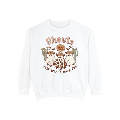 Ghouls Just Wanna Have Fun Western Halloween Unisex Garment-Dyed Sweatshirt