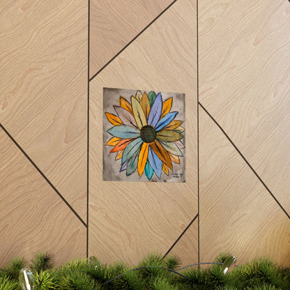 Matte Vertical Poster — Colorful Watercolor Sunflower Art Print from Artist Cailee Miller
