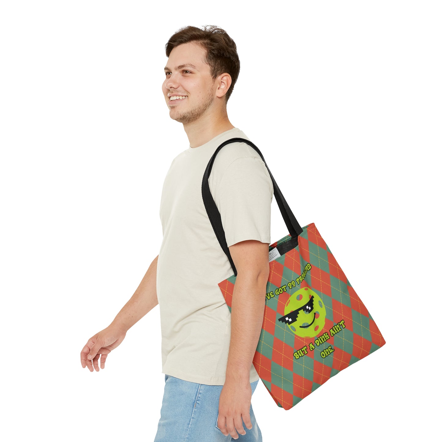 Vintage Rhombus Pattern Pickleball AOP Tote Bag - Carry Your Essentials with Humorous Style