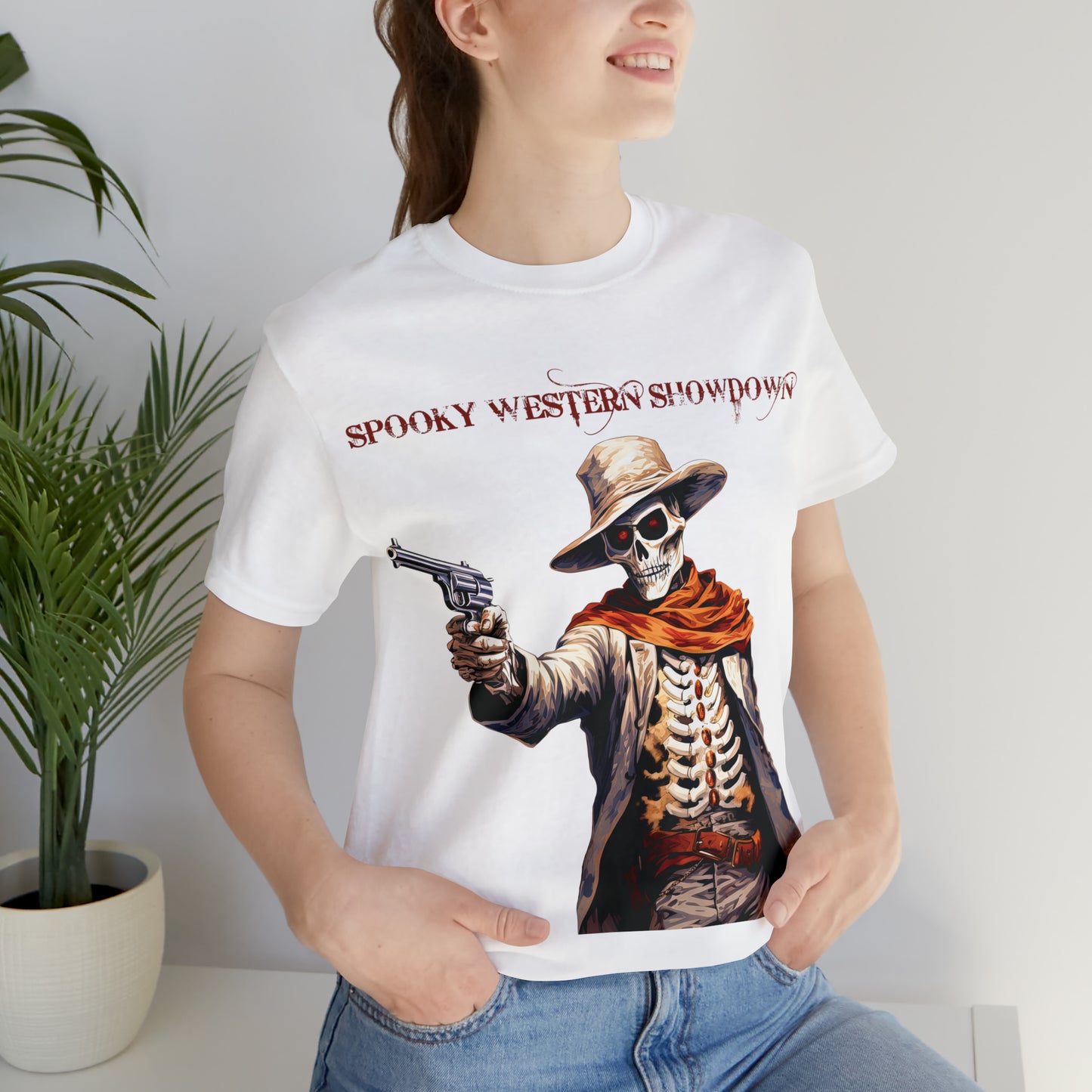 Spooky Western Showdown Western Halloween Unisex Jersey Short Sleeve Tee Gifts For Her Gifts For Him