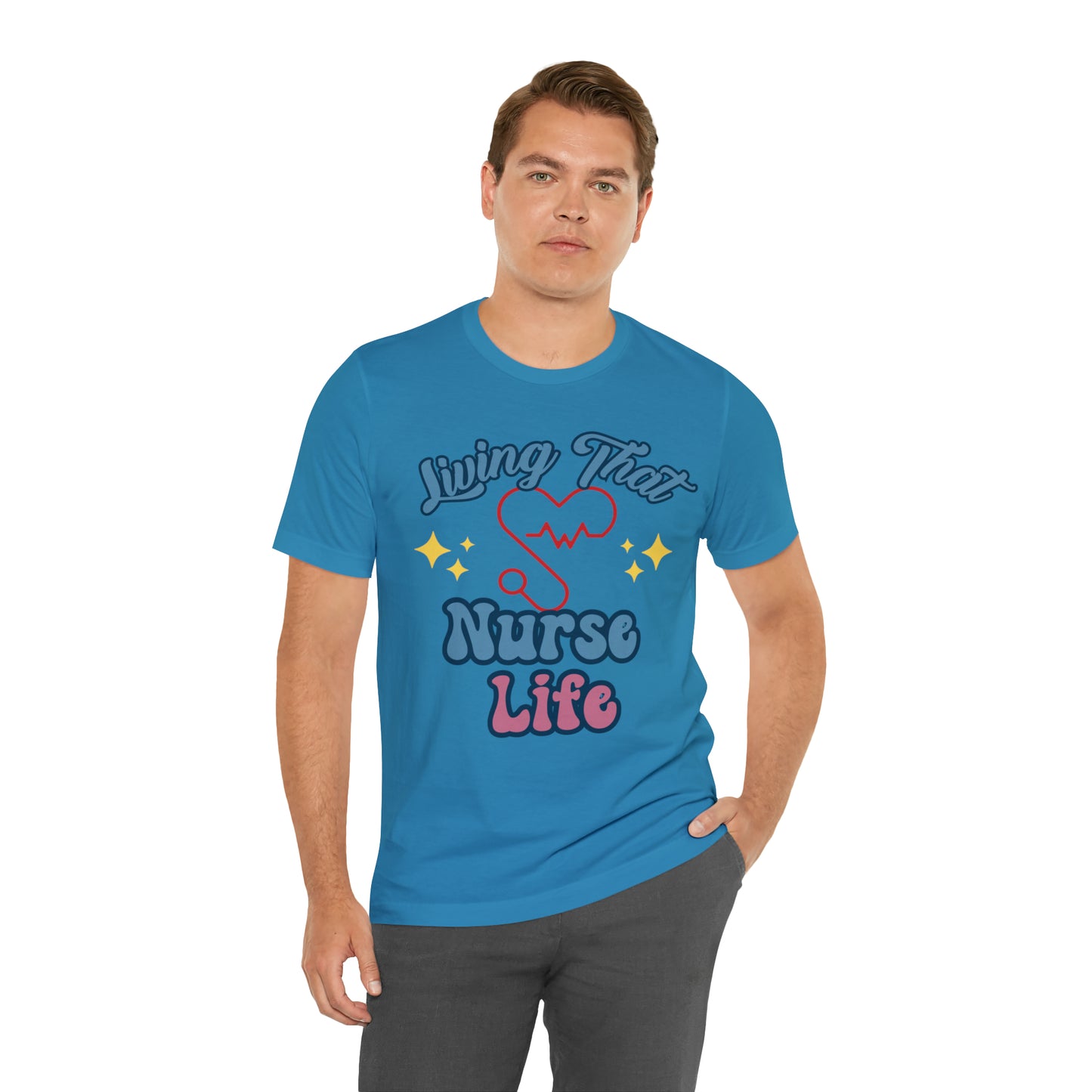 Living the Nurse Life, Comfy and Stylish Nurse T-Shirt:Gift for Medical Professionals and Nursing Students, Various Sizes Available"