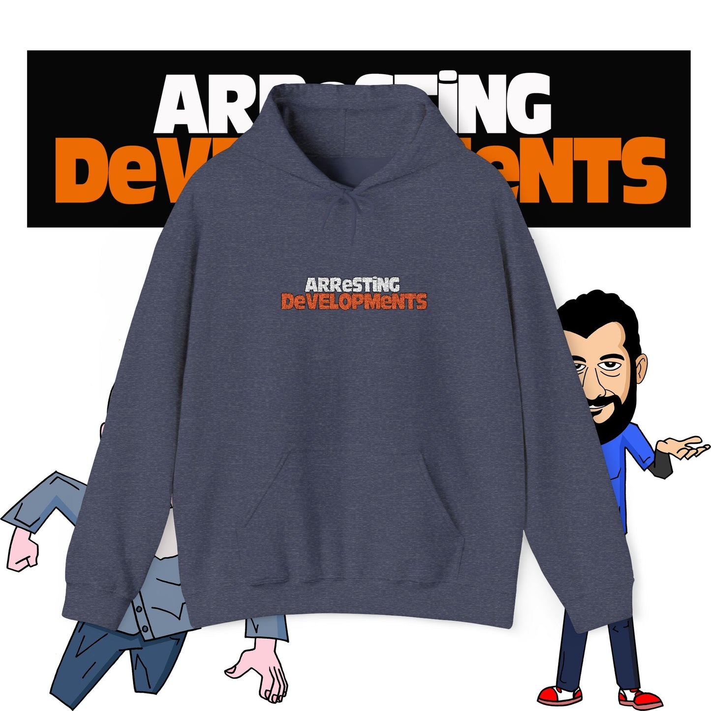 Arresting Developments Chaos Embroidered Hoodie – Official Podcast Merch for True Crime & Dabbleverse Fans Unisex Heavy Blend™ Hooded Sweatshirt