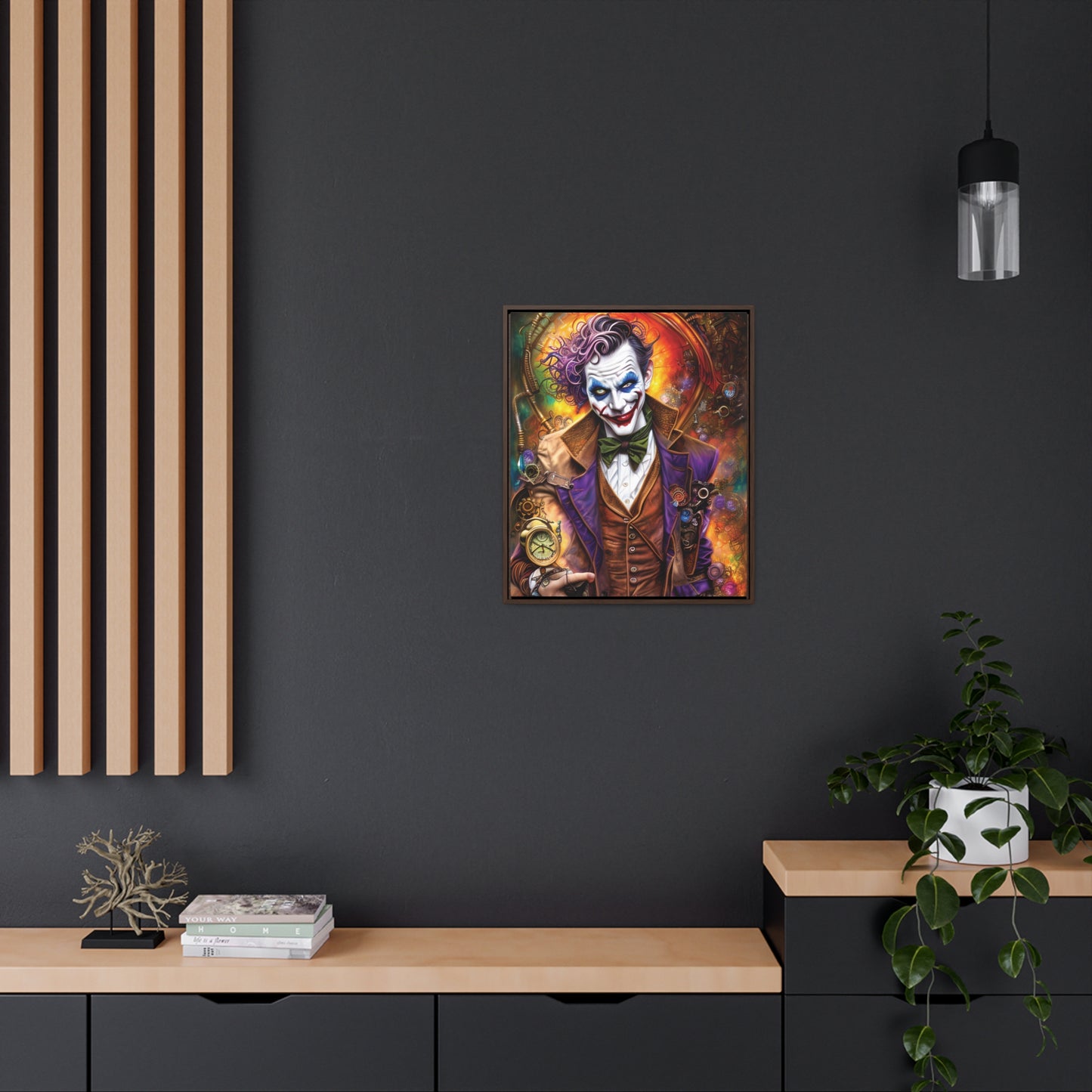 Steampunk-Joker-Hearts-Tribal-Fractal Gallery Canvas Wraps, Vertical Frame