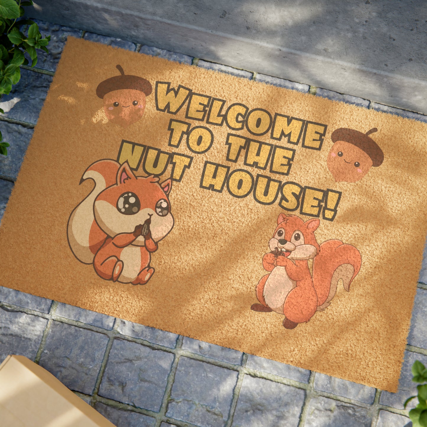 Welcome to the Nut House' Squirrels Doormat | 24" x 16" | Outdoor Coir Welcome Mat