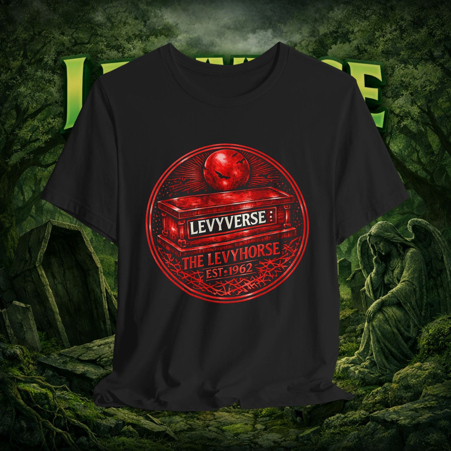 Levyverse Red Emblem Tee — The Levyhorse Vintage Logo T-Shirt