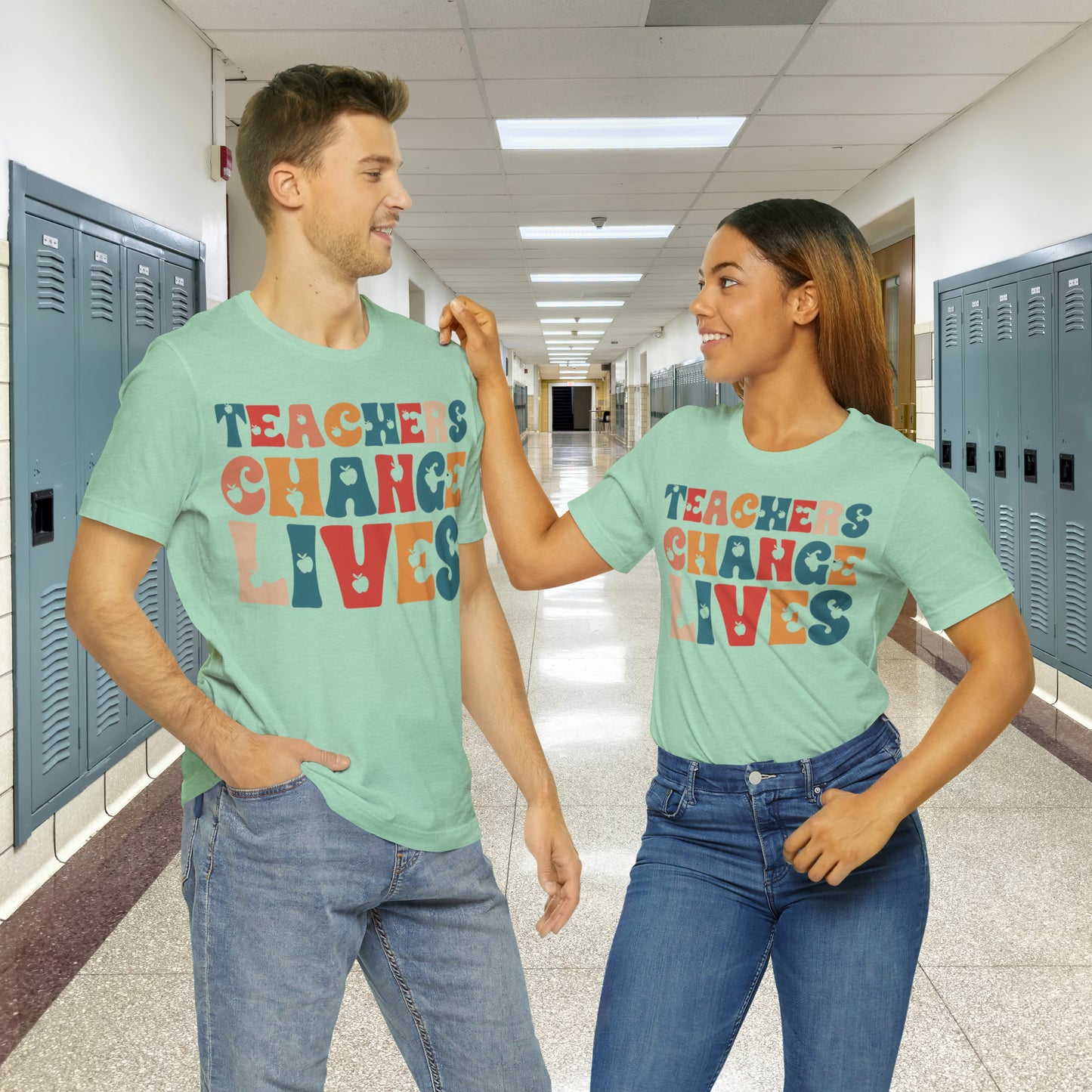 Colorful Teachers Change Lives Back to School Unisex Jersey Short Sleeve Tee Gifts for him, Gifts for Her