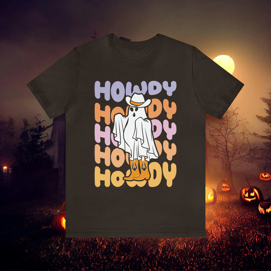 Cowboy Ghost Howdy Retro Halloween Unisex Jersey Short Sleeve Tee Gifts for Him Gifts For Her