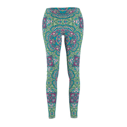 Green Boho Bliss Casual Women's Cut & Sew Casual Leggings (AOP)