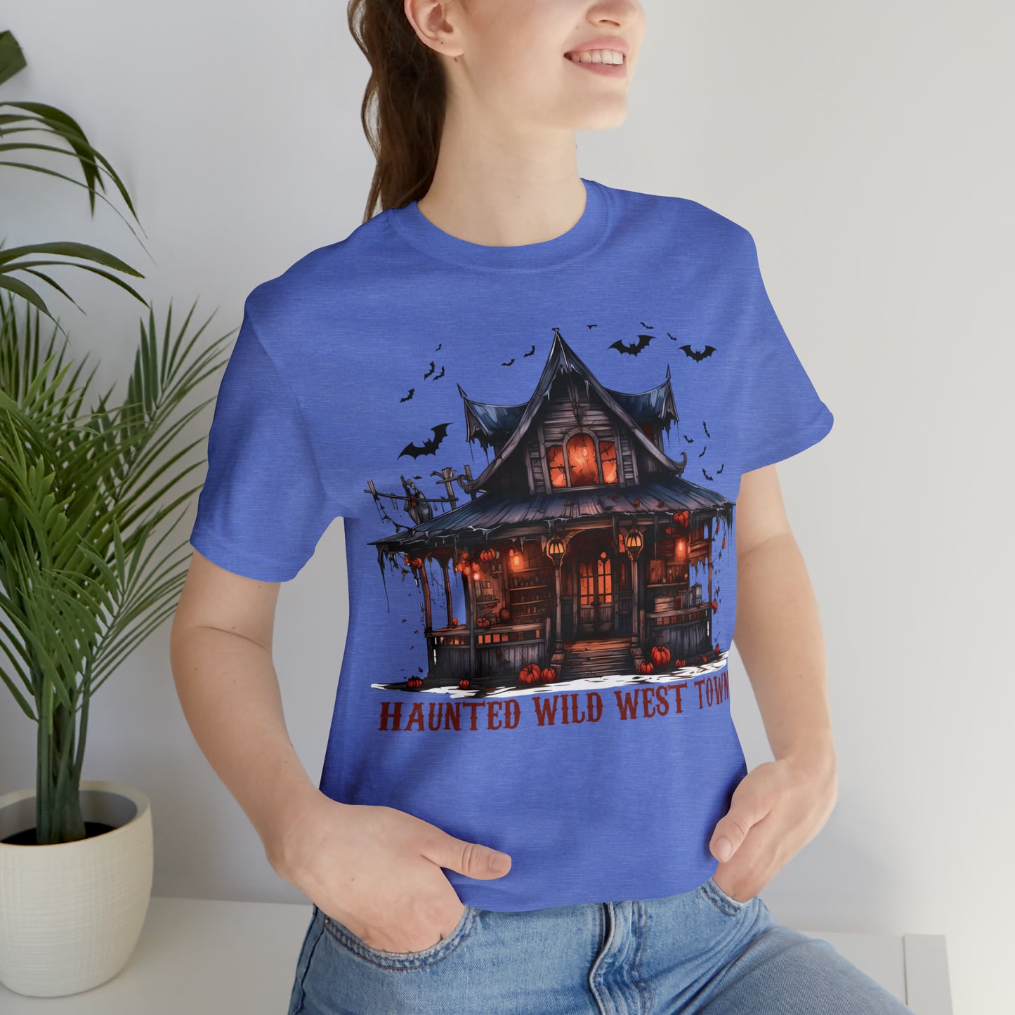 Haunted Wild West Town Halloween Western Unisex Jersey Short Sleeve Tee Gifts for Him Gifts For Her