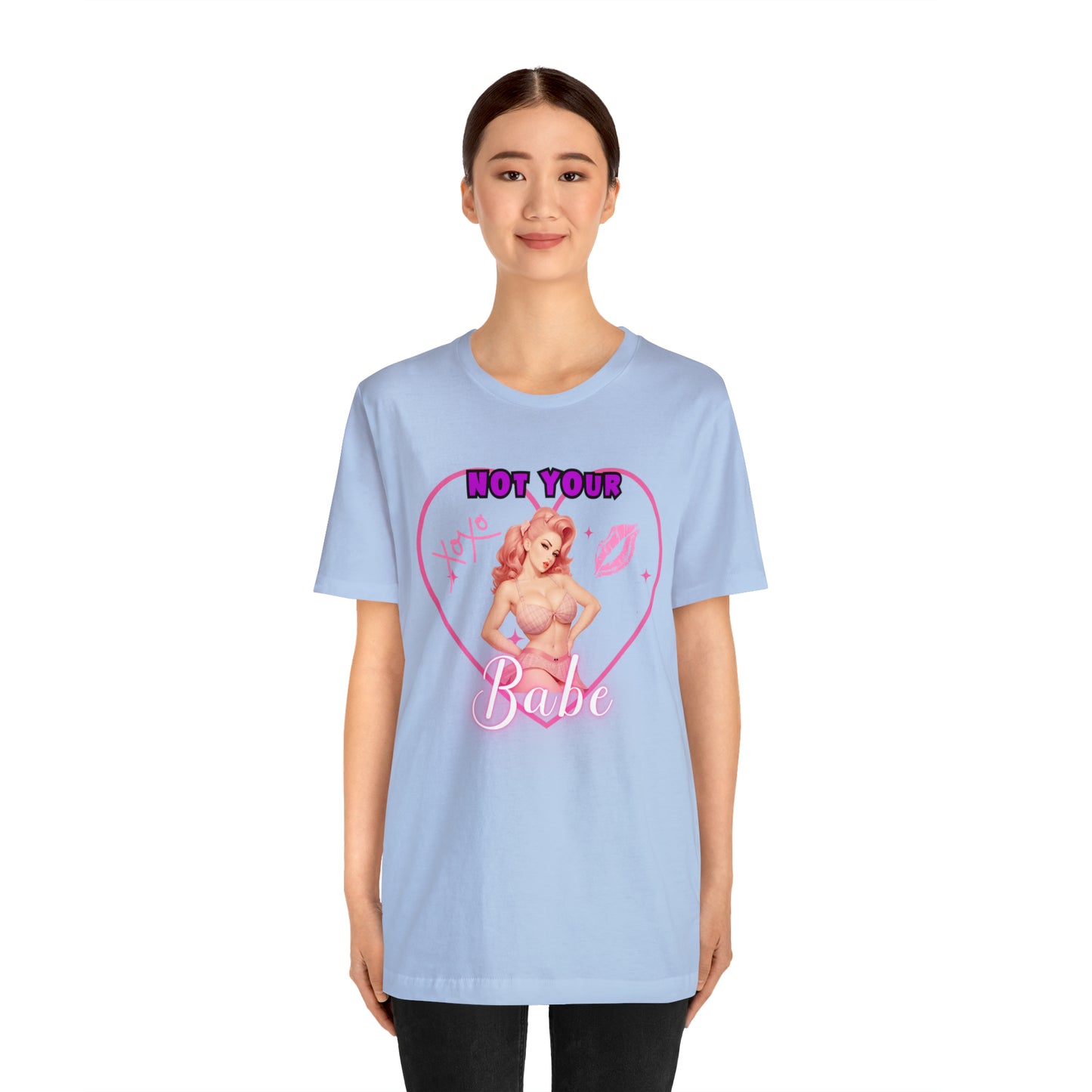 Vintage Pink Pinup Girl "Not Your Babe" on a Bella+Canva 3001 Unisex Jersey T-Shirt - A Must-Have Gift for her