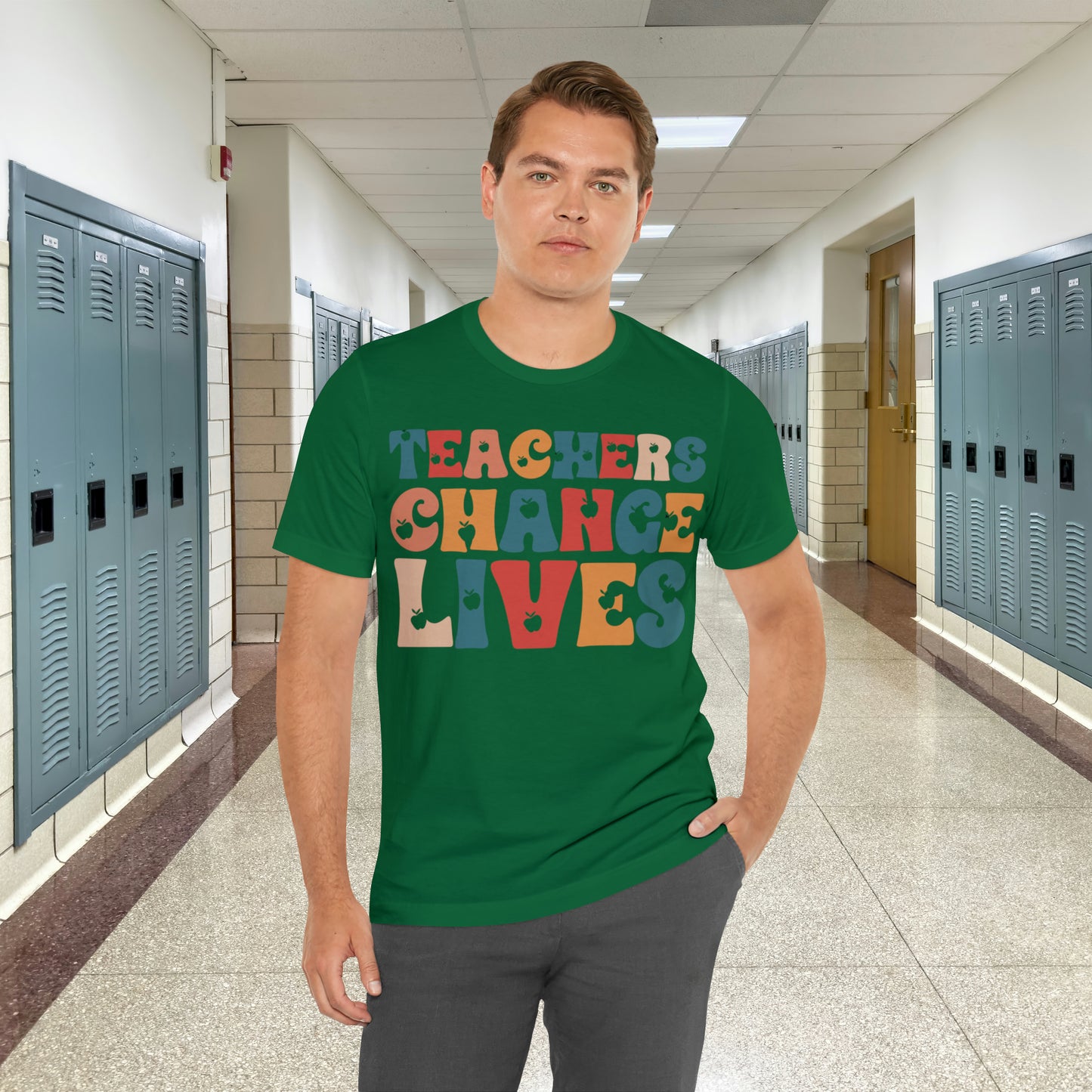 Colorful Teachers Change Lives Back to School Unisex Jersey Short Sleeve Tee Gifts for him, Gifts for Her