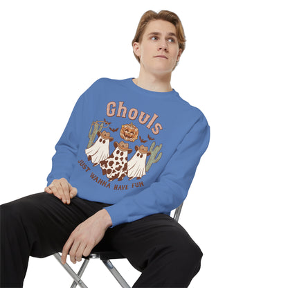 Ghouls Just Wanna Have Fun Western Halloween Unisex Garment-Dyed Sweatshirt