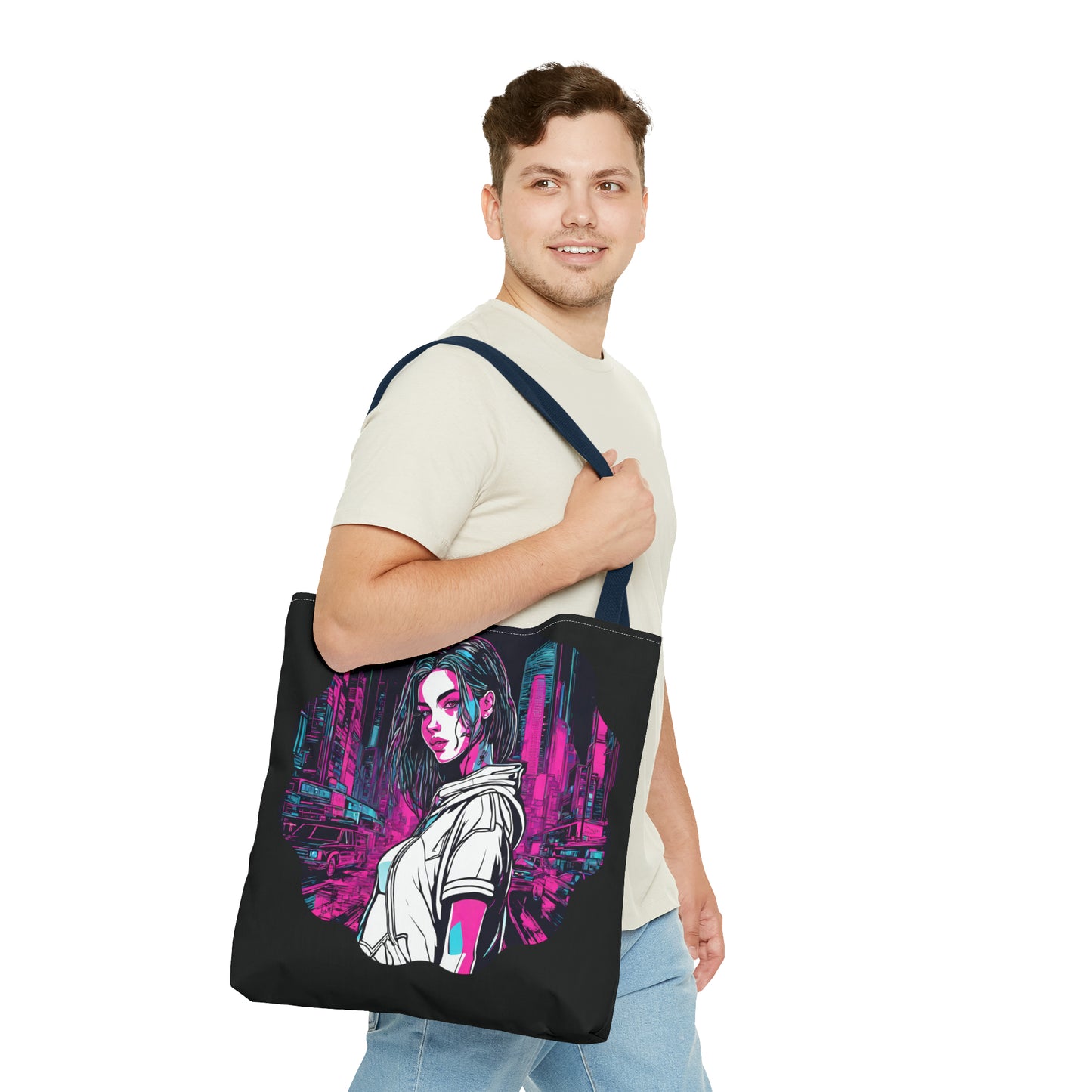 Cyberpunk Chic AOP Tote Bag