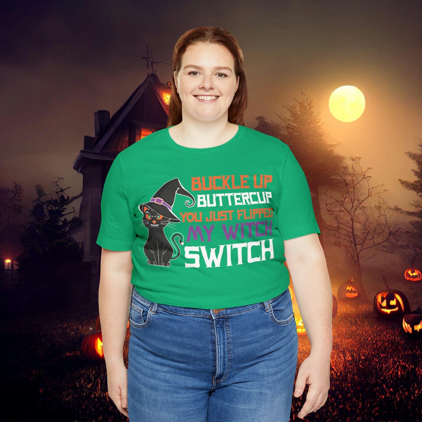 Halloween Buckle up Buttercup you just flipped my Witch Switch Unisex Jersey Short Sleeve Tee Gifts for Her