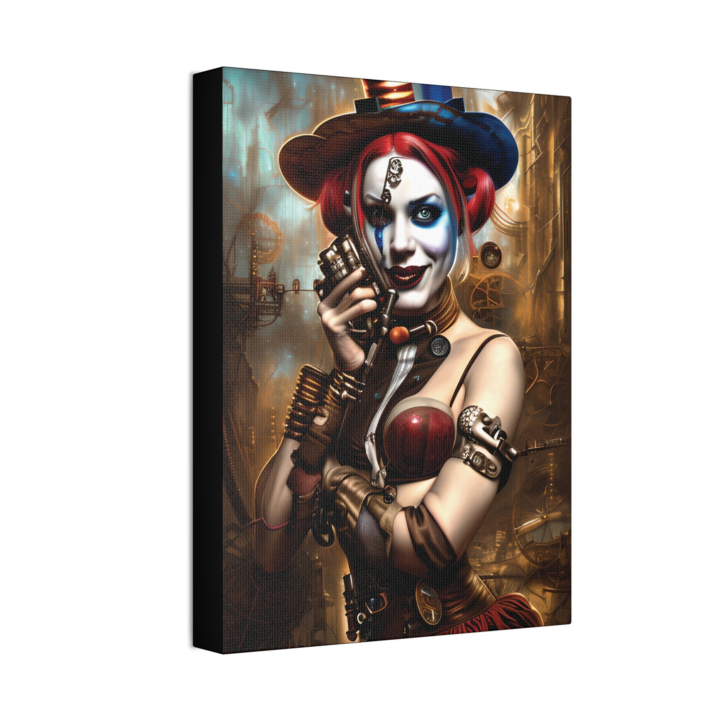 Hyper Realistic Steampunk Harley Quinn Canvas Stretched, 1.5''