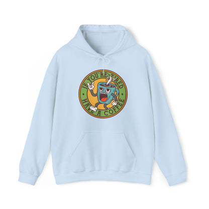 DirkyThreadz Coffee Lover's Hoodie - Playful Cartoon Design for Caffeine Enthusiasts"