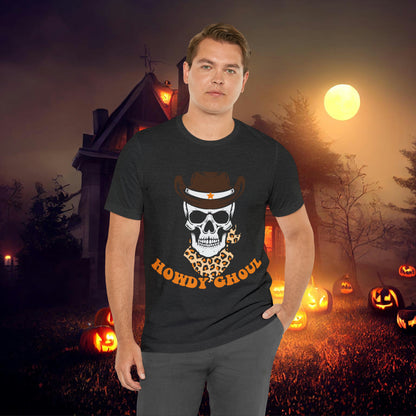 Howdy Ghoul Skeleton Sheriff Retro Halloween Unisex Jersey Short Sleeve Tee Gifts for her