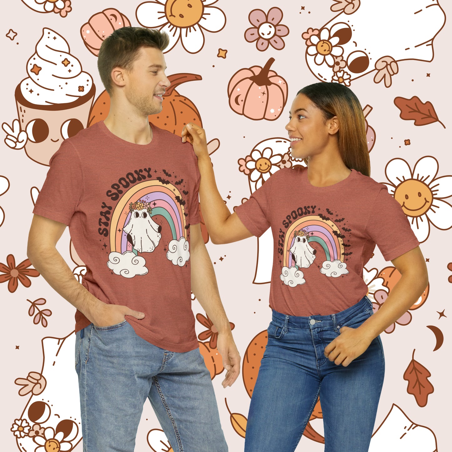 Stay Spooky Retro Groovy Halloween Unisex Jersey Short Sleeve Tee Gifts for Her Gifts For Him