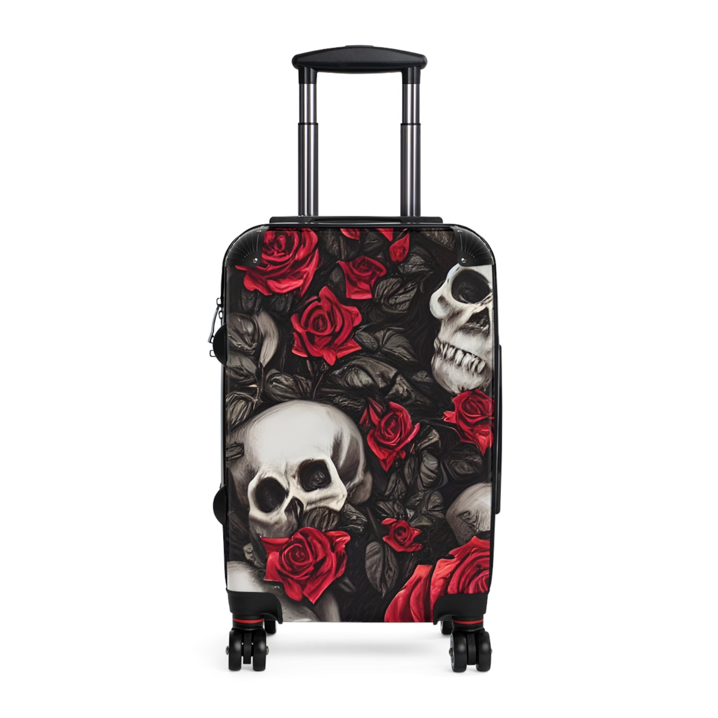 Hyper Realistic Skulls and Red Roses by artist Anne-Laure Goupil Suitcase