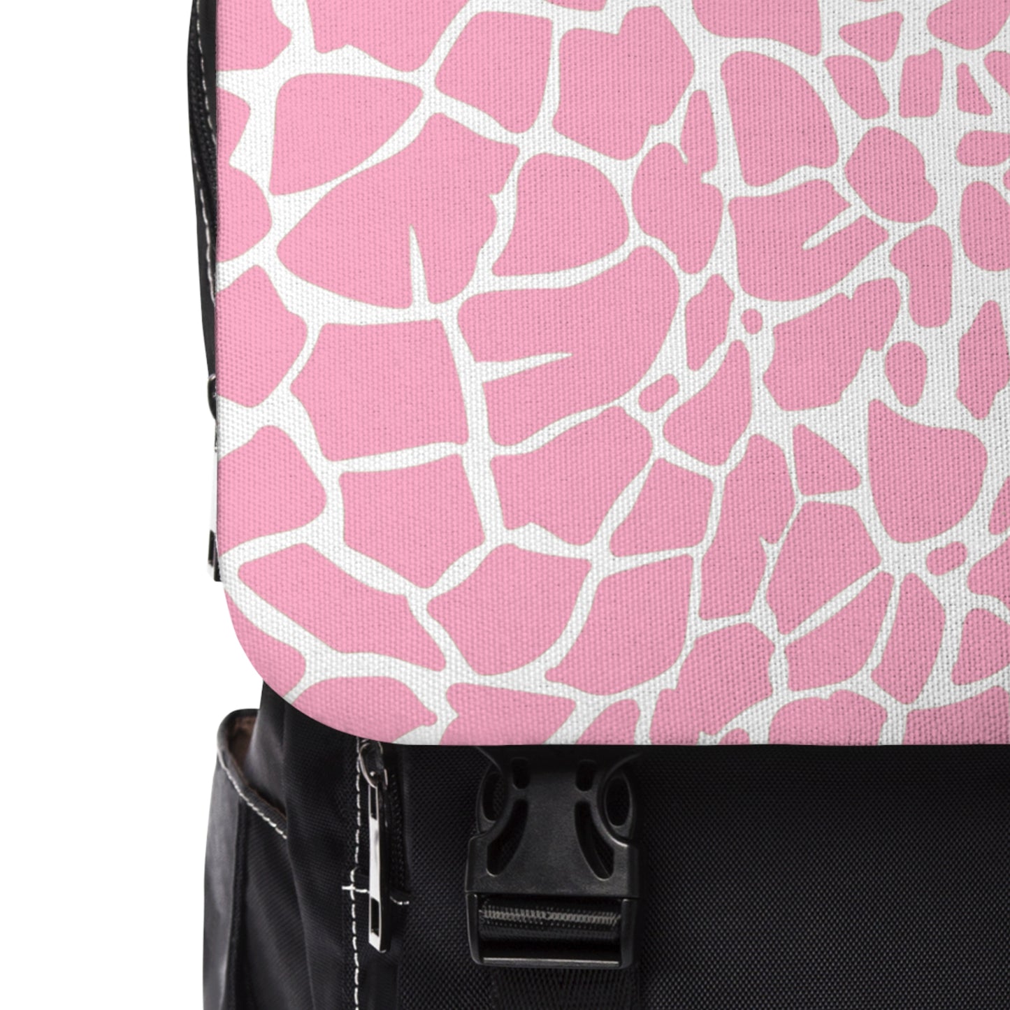 Pink Giraffe Print Back to School Unisex Casual Shoulder Backpack