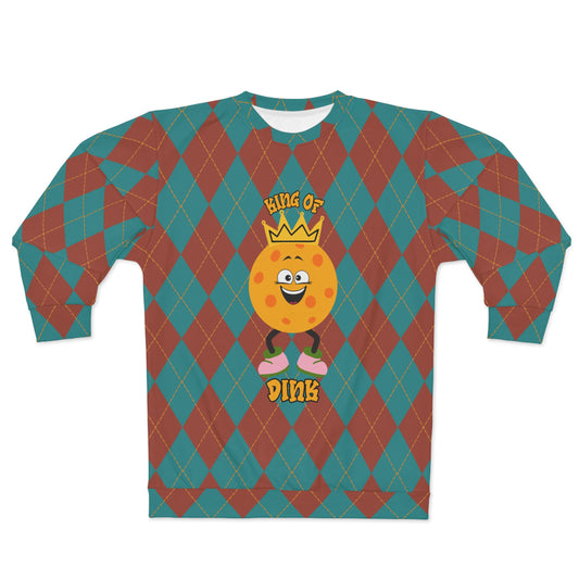 Vintage Rhombus designed Pickleball King AOP Unisex Sweatshirt - Rule the Court as the King of Dink!