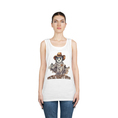 Spectral Sheriff's Office Western Halloween Unisex Heavy Cotton Tank Top Gifts for Him Gifts for Her