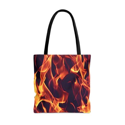 Fierce Fashion: All-Over Flames Tote Bag - Carry the Heat! Tote Bag (AOP)