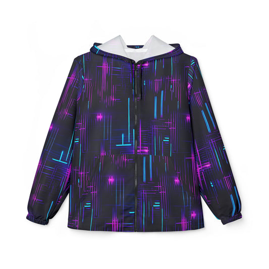 Sci-fi Fanatic Neon Circuit Board Windbreaker Jacket (AOP) #GeekChic #NeonDreams #FashionWithAFlash"