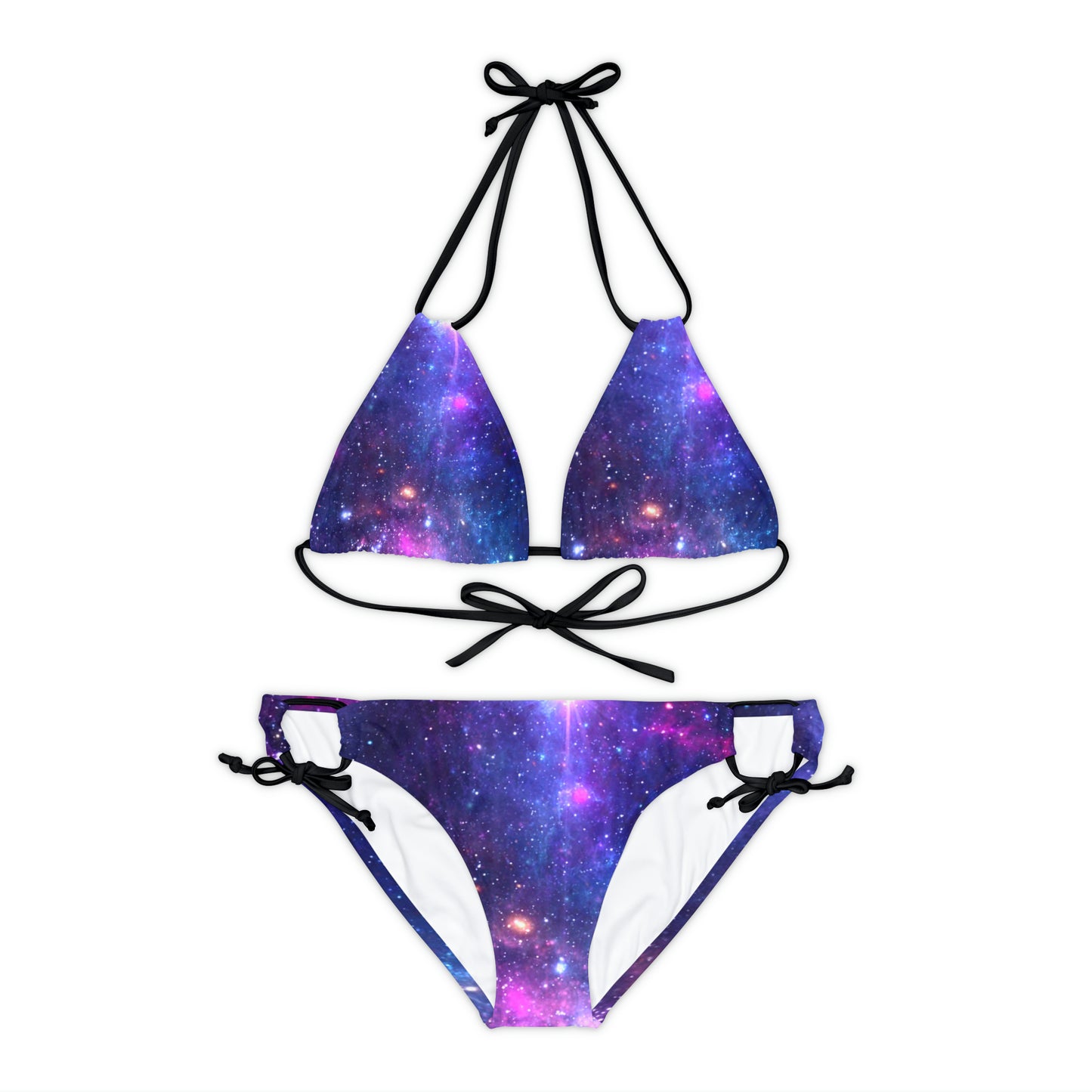 Purple Beyond the Stars Outer Space Out of this World Strappy Bikini Set (AOP)