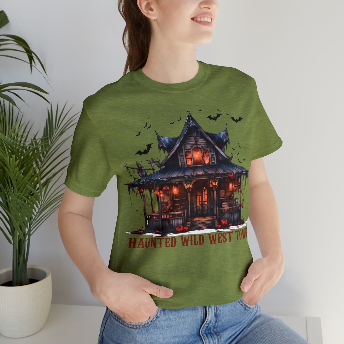 Haunted Wild West Town Halloween Western Unisex Jersey Short Sleeve Tee Gifts for Him Gifts For Her