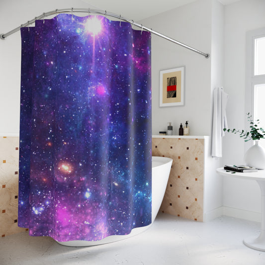 Purple Beyond the Stars Outer Space Out of this World Polyester Shower Curtain