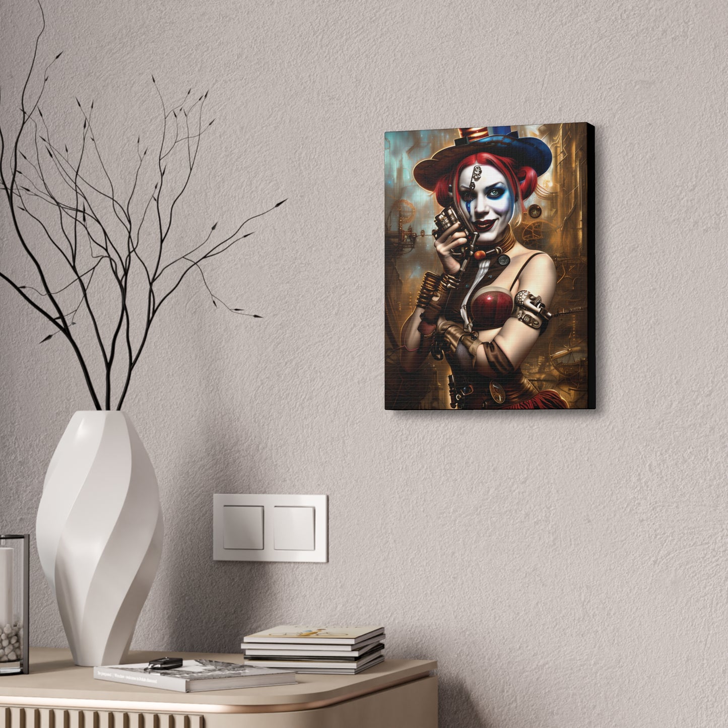 Hyper Realistic Steampunk Harley Quinn Canvas Stretched, 1.5''