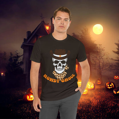 Howdy Ghoul Skeleton Sheriff Retro Halloween Unisex Jersey Short Sleeve Tee Gifts for her
