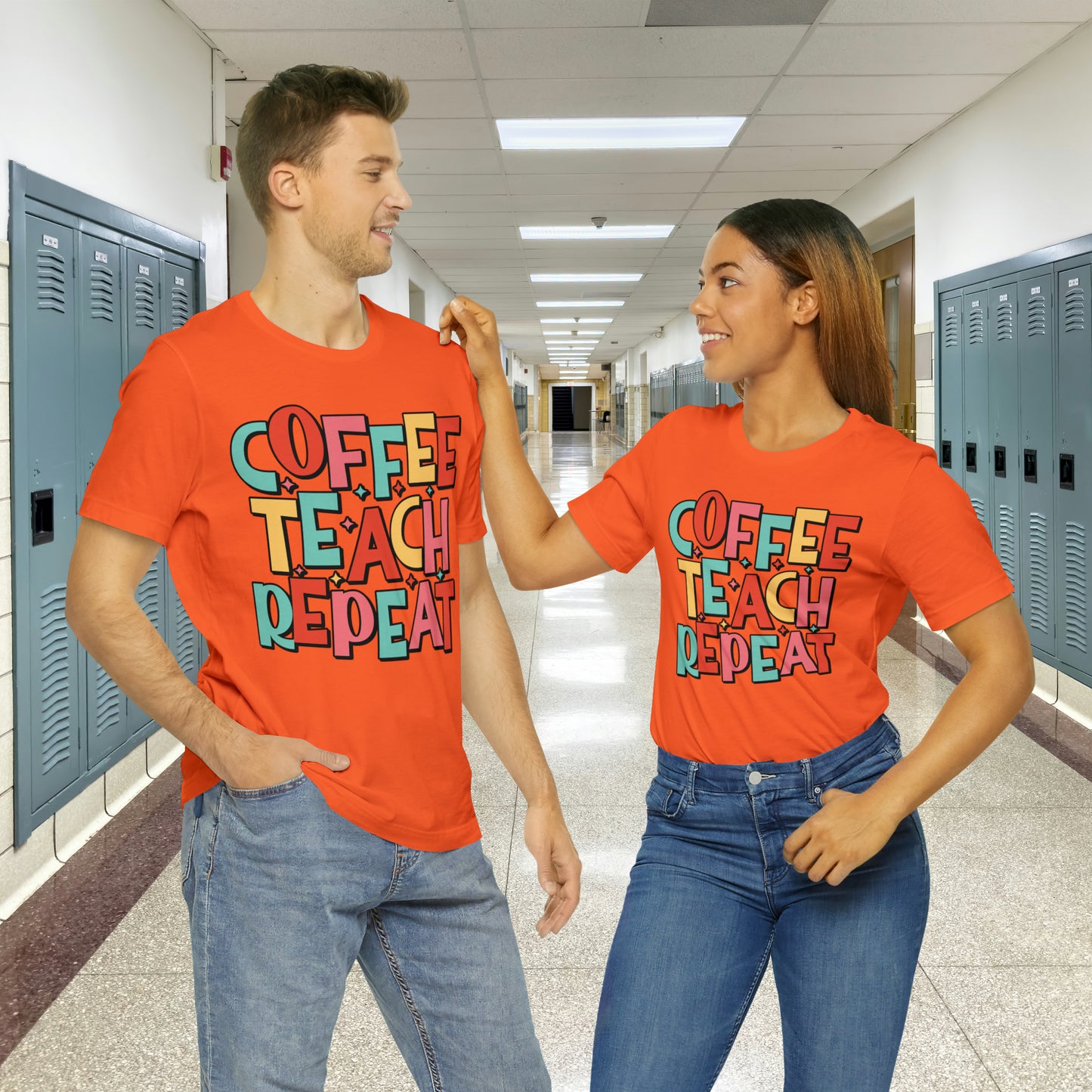 Coffee Teach Repeat Unisex Jersey Short Sleeve Tee