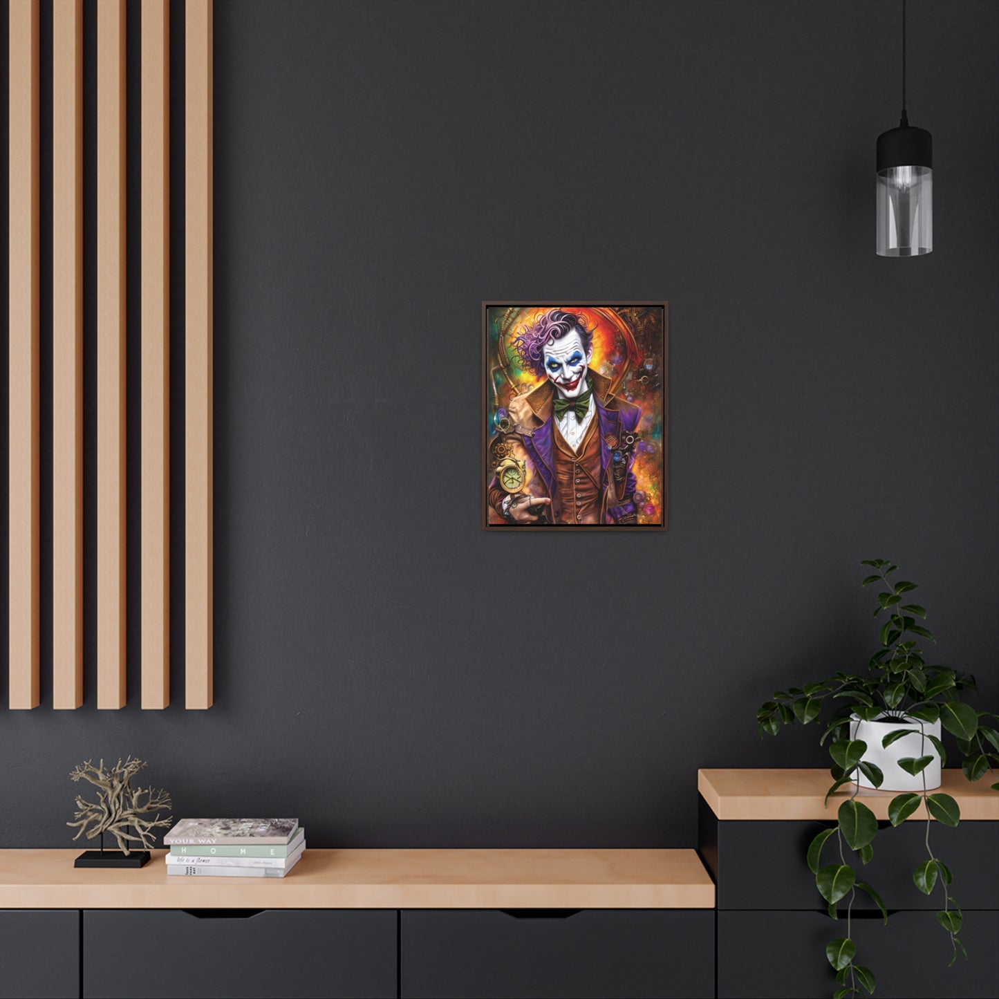 Steampunk-Joker-Hearts-Tribal-Fractal Gallery Canvas Wraps, Vertical Frame