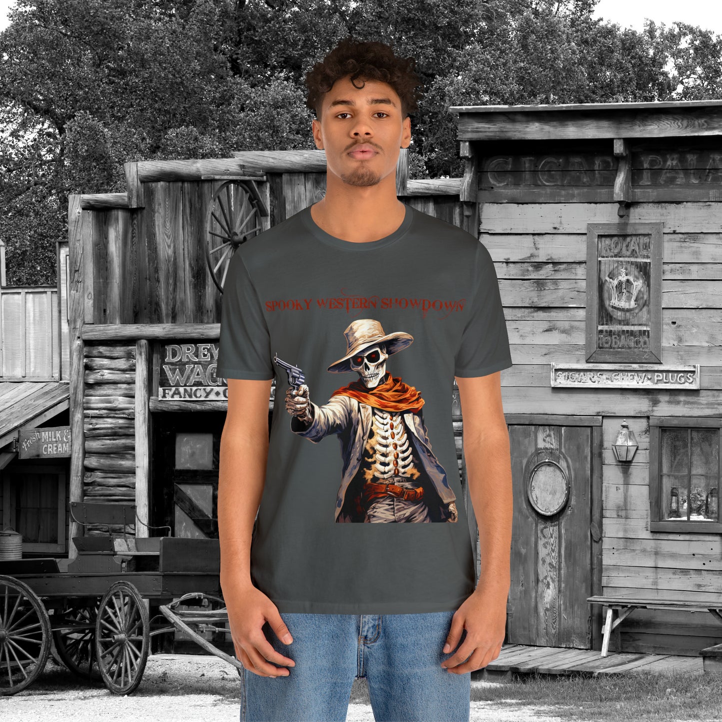 Spooky Western Showdown Western Halloween Unisex Jersey Short Sleeve Tee Gifts For Her Gifts For Him