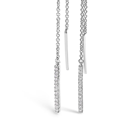 10K White Gold 1/10 Cttw Diamond Threader Earrings