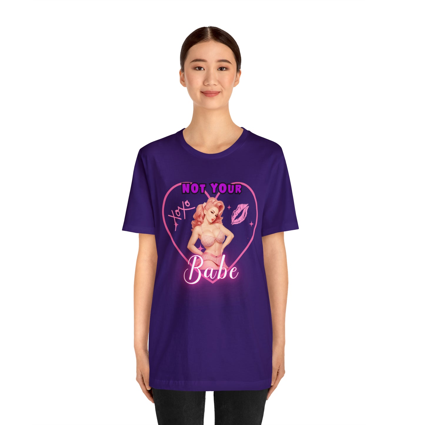 Vintage Pink Pinup Girl "Not Your Babe" on a Bella+Canva 3001 Unisex Jersey T-Shirt - A Must-Have Gift for her