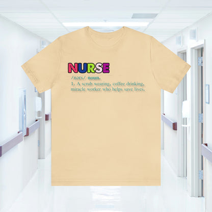 Definition of a Nurse Unisex Jersey Tee Bella+Canvas 3001 Healthcare Gift Medical Students, Soft Fabric, Various Sizes Available