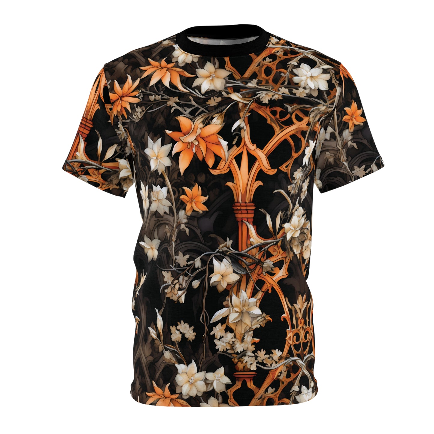 Halloween Floral Pattern Unisex Cut & Sew Tee (AOP)