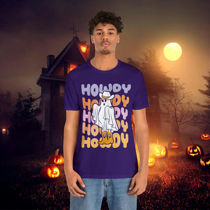 Cowboy Ghost Howdy Retro Halloween Unisex Jersey Short Sleeve Tee Gifts for Him Gifts For Her